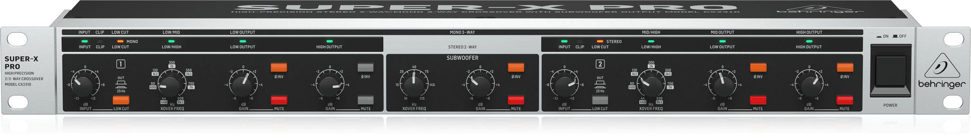 Behringer Super-X Pro CX2310 V2 Stereo 2-Way / Mono 3-Way Crossover w/ Subwoofer Output