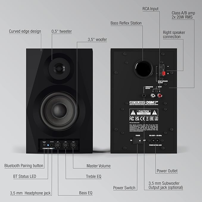 Reloop DSM-3 BT Smart Desktop Monitor System with Wireless Input