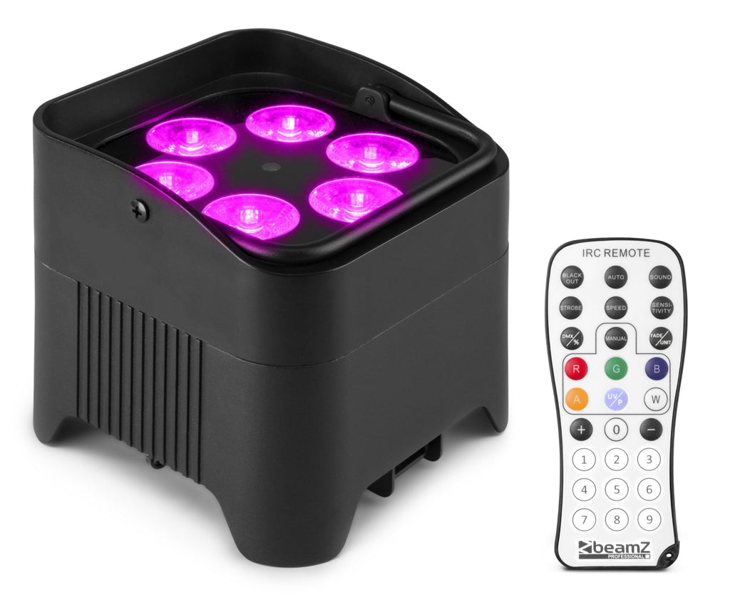 Beamz BBP96S – Battery Uplight Par 6x12W Wireless DMX IRC