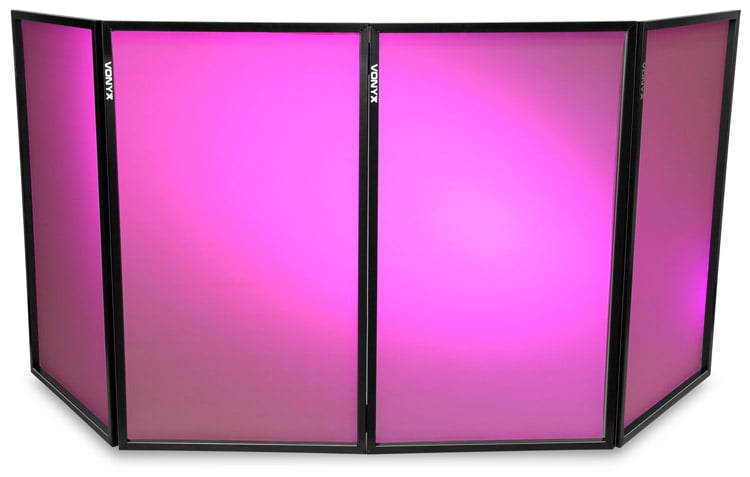 Vonyx DJ Screen Foldable DJ Facade – 4 Lycra Panels - WHITE